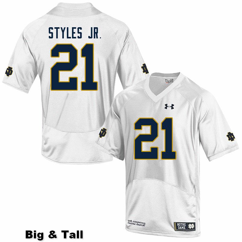 Men's NCAA Notre Dame Fighting Irish #21 Lorenzo Styles Jr. Stitched College Under Armour Authentic White Big & Tall Football Jersey FQ10T27PN